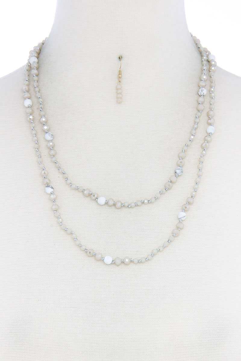 Beaded Fashion Long Necklace And Earring Set - ZLA