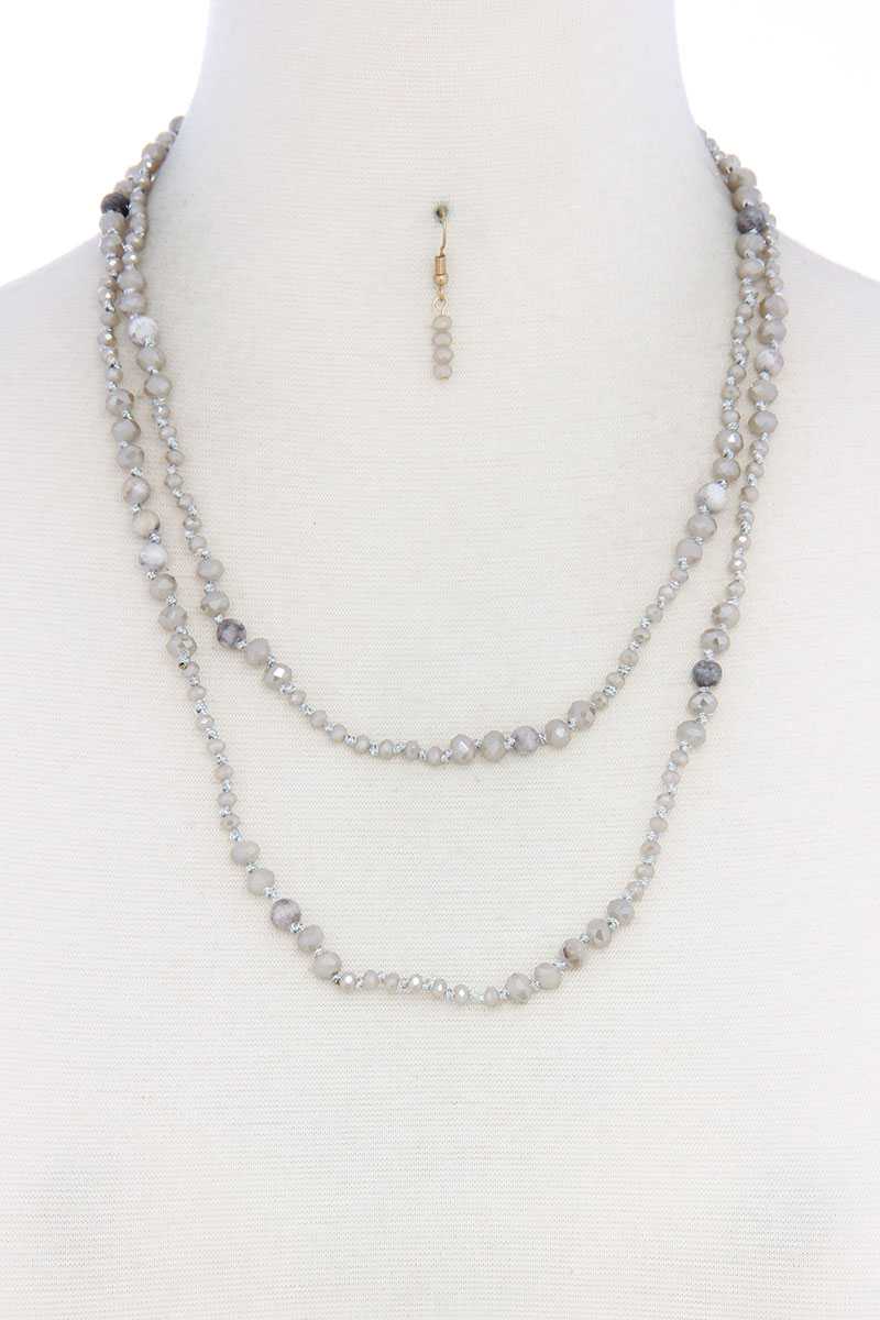 Beaded Fashion Long Necklace And Earring Set - ZLA