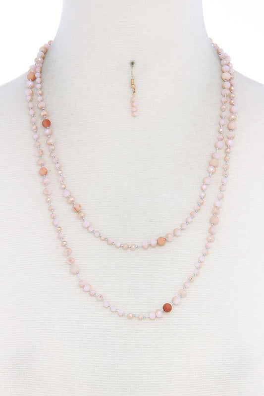 Beaded Fashion Long Necklace And Earring Set - ZLA