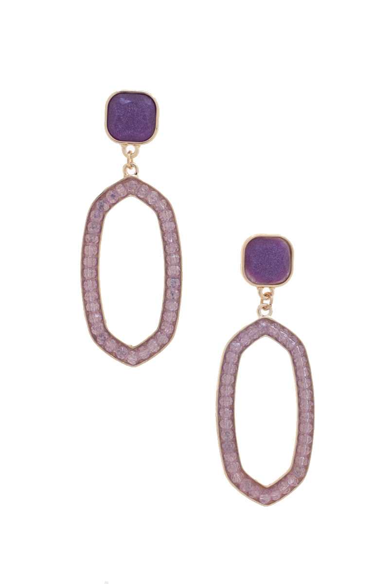 Beaded Oval Post Drop Earring - ZLA