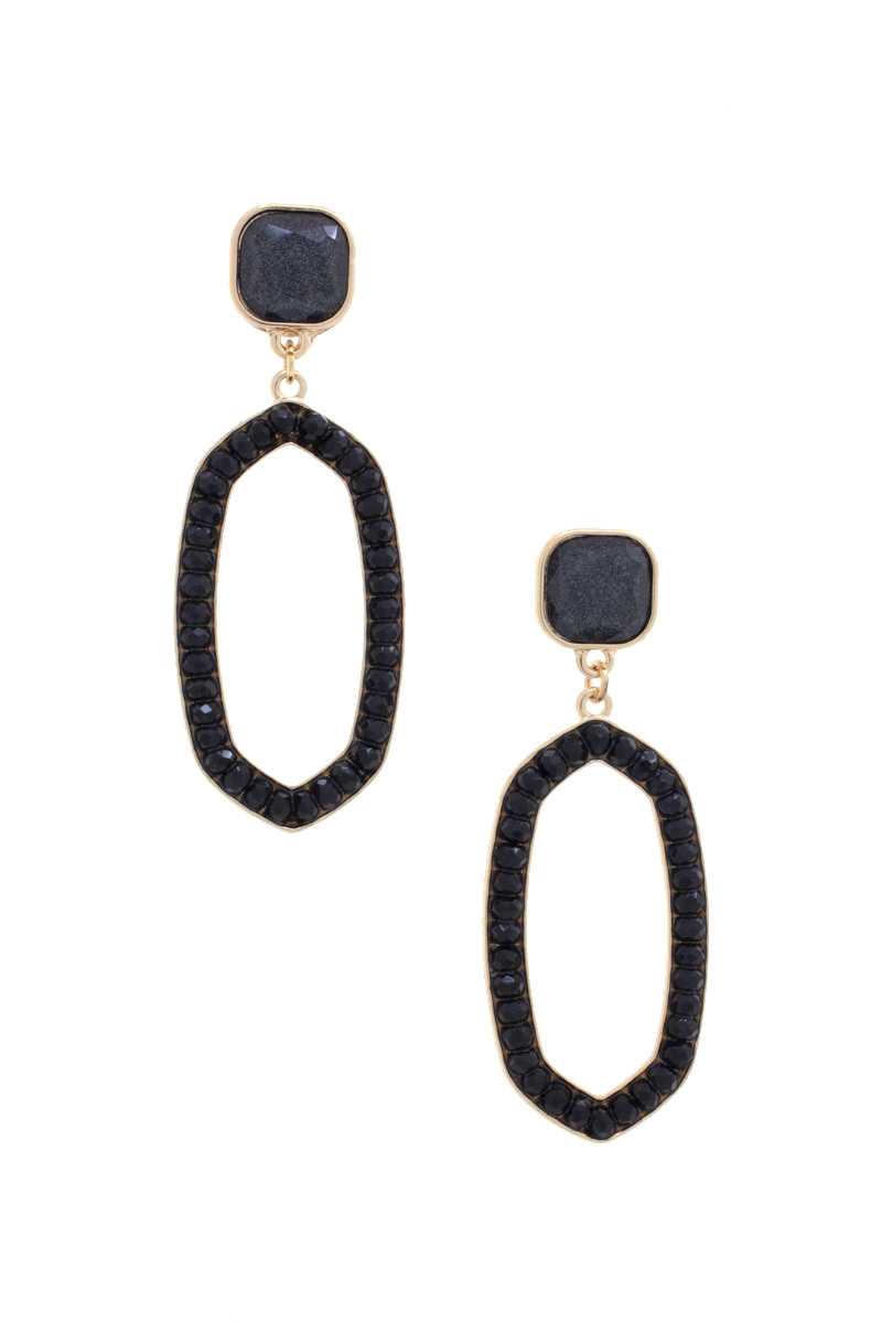 Beaded Oval Post Drop Earring - ZLA