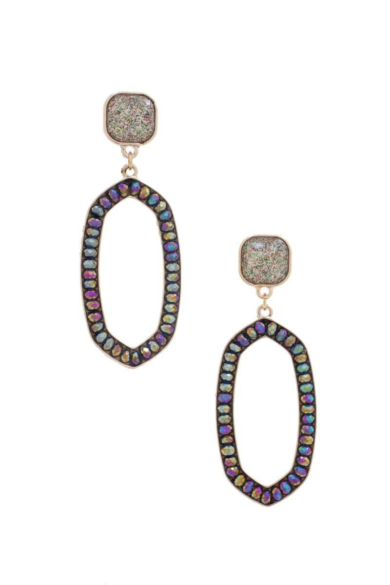 Beaded Oval Post Drop Earring - ZLA