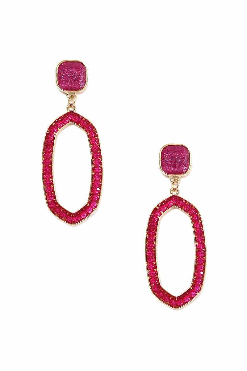 Beaded Oval Post Drop Earring - ZLA