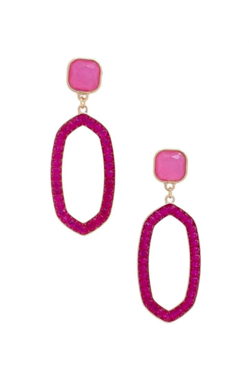 Beaded Oval Post Drop Earring - ZLA