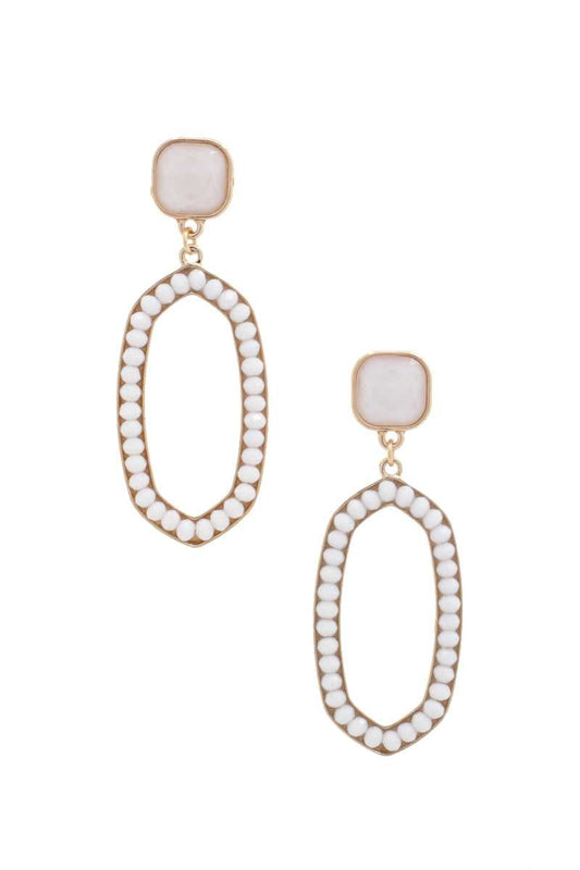 Beaded Oval Post Drop Earring - ZLA