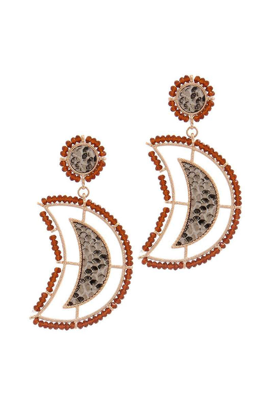 Beaded Snake Pattern Post Drop Earring - ZLA
