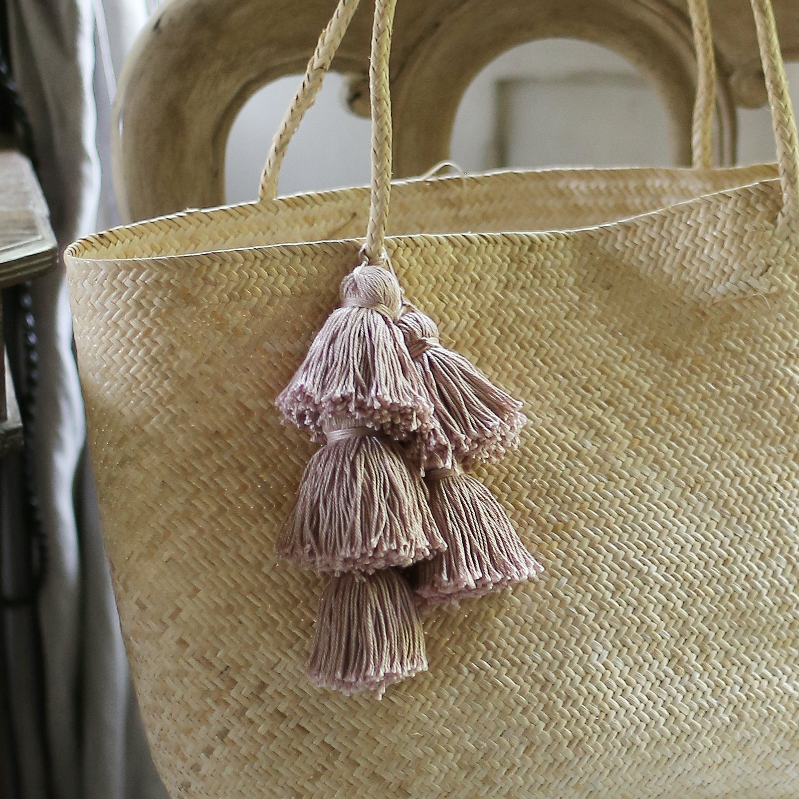 Borneo Sani Straw Tote Bag - with Pale Blush Tassels - Premium  from BrunnaCo - Just $86.50! Shop now at ZLA