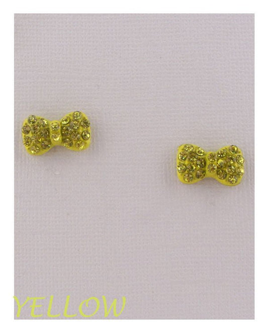 Bow earrings w/decorative rhinestones - ZLA