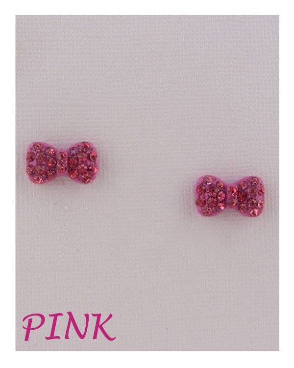 Bow earrings w/decorative rhinestones - ZLA