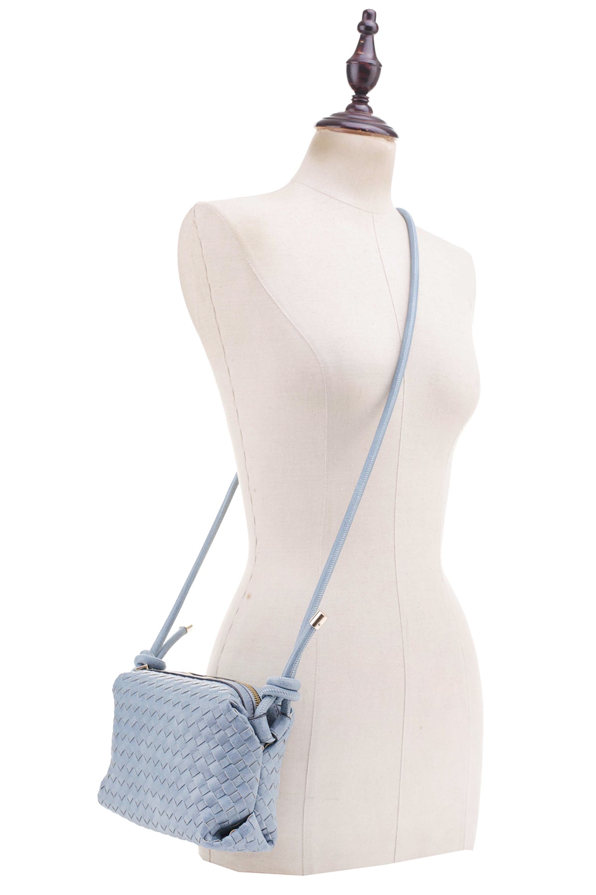 Braid Texture Zipper Crossbody Bag - ZLA