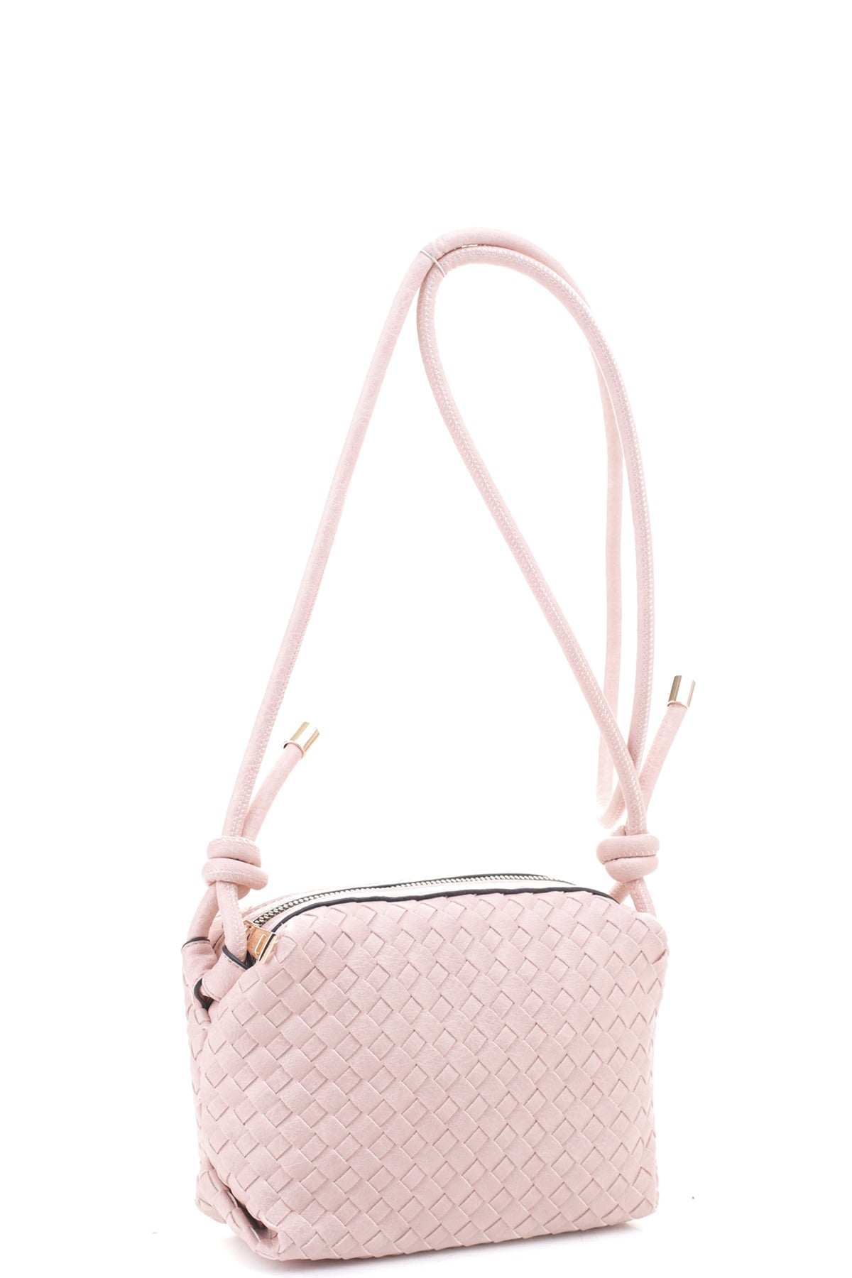 Braid Texture Zipper Crossbody Bag - ZLA