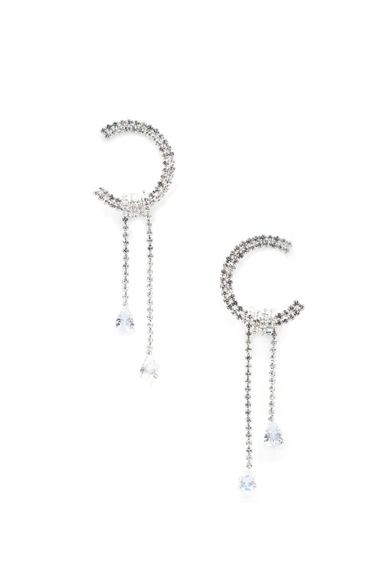 C Shape Rhinestone Dangle Earrng - ZLA