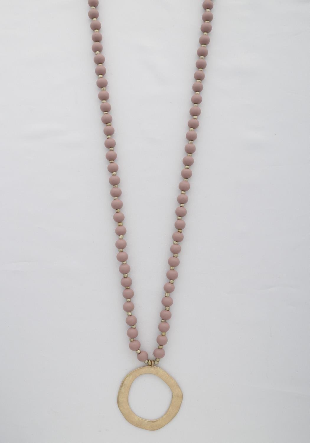 Circle Pendant Beaded Necklace - ZLA