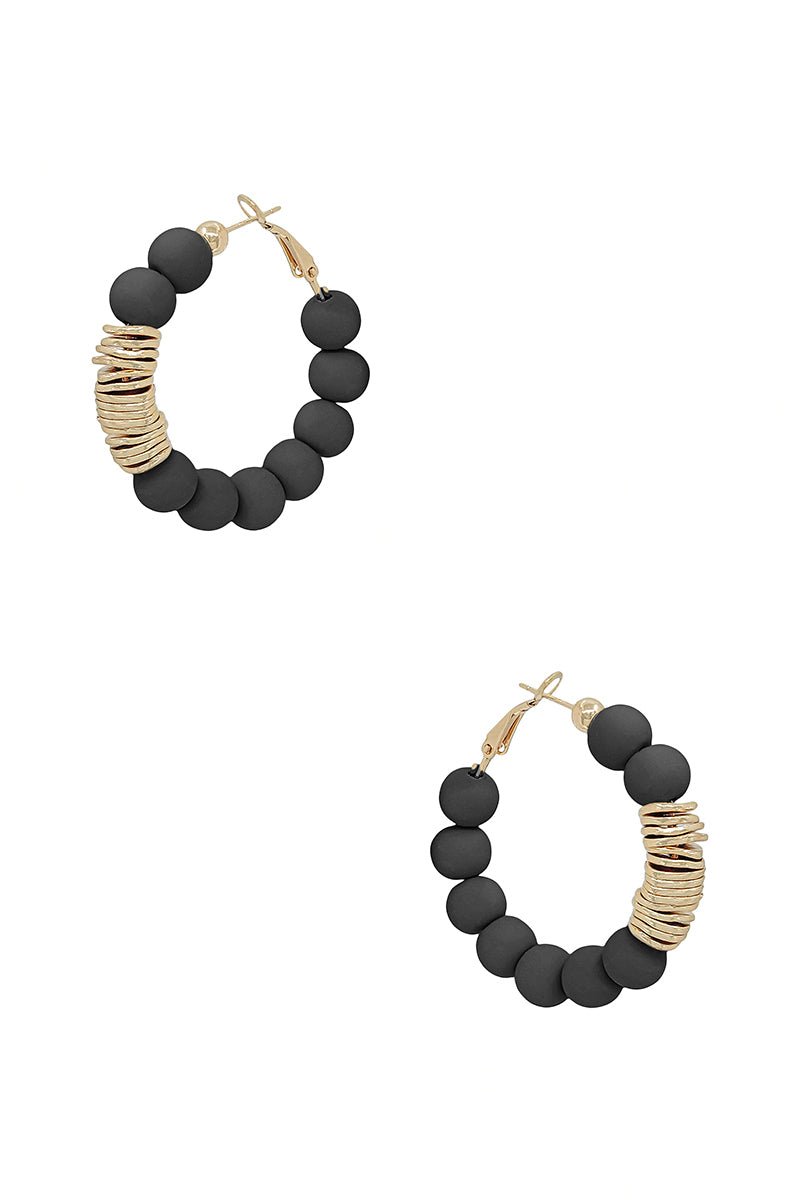 Clay Ball With Metal Accent Hoop Earring - ZLA