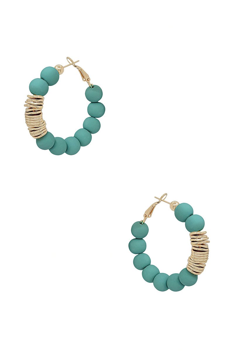 Clay Ball With Metal Accent Hoop Earring - ZLA