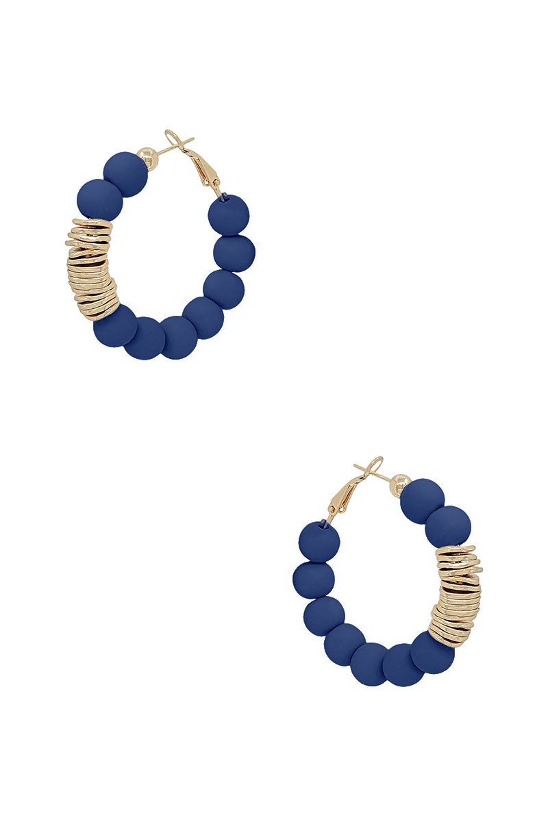 Clay Ball With Metal Accent Hoop Earring - ZLA