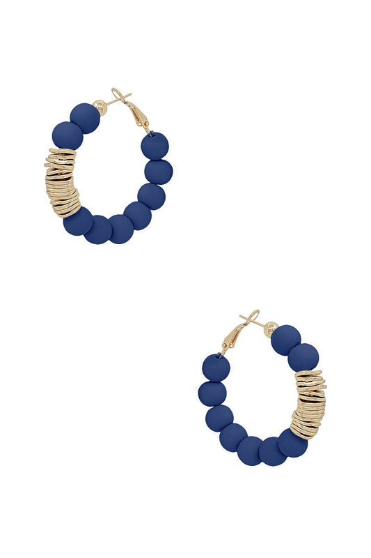 Clay Ball With Metal Accent Hoop Earring - ZLA