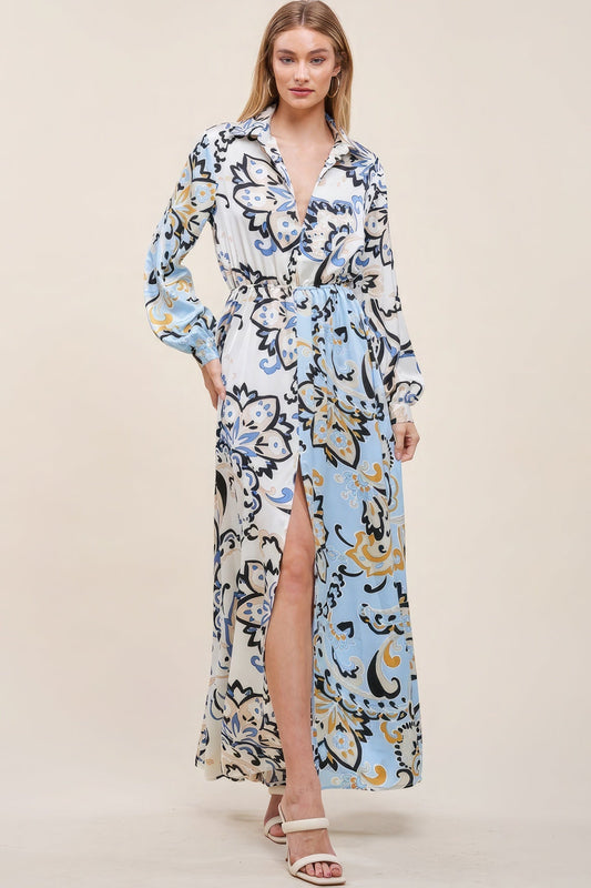 Color Block Printed V Neck Dress - Premium  from ZLA - Just $101.50! Shop now at ZLA