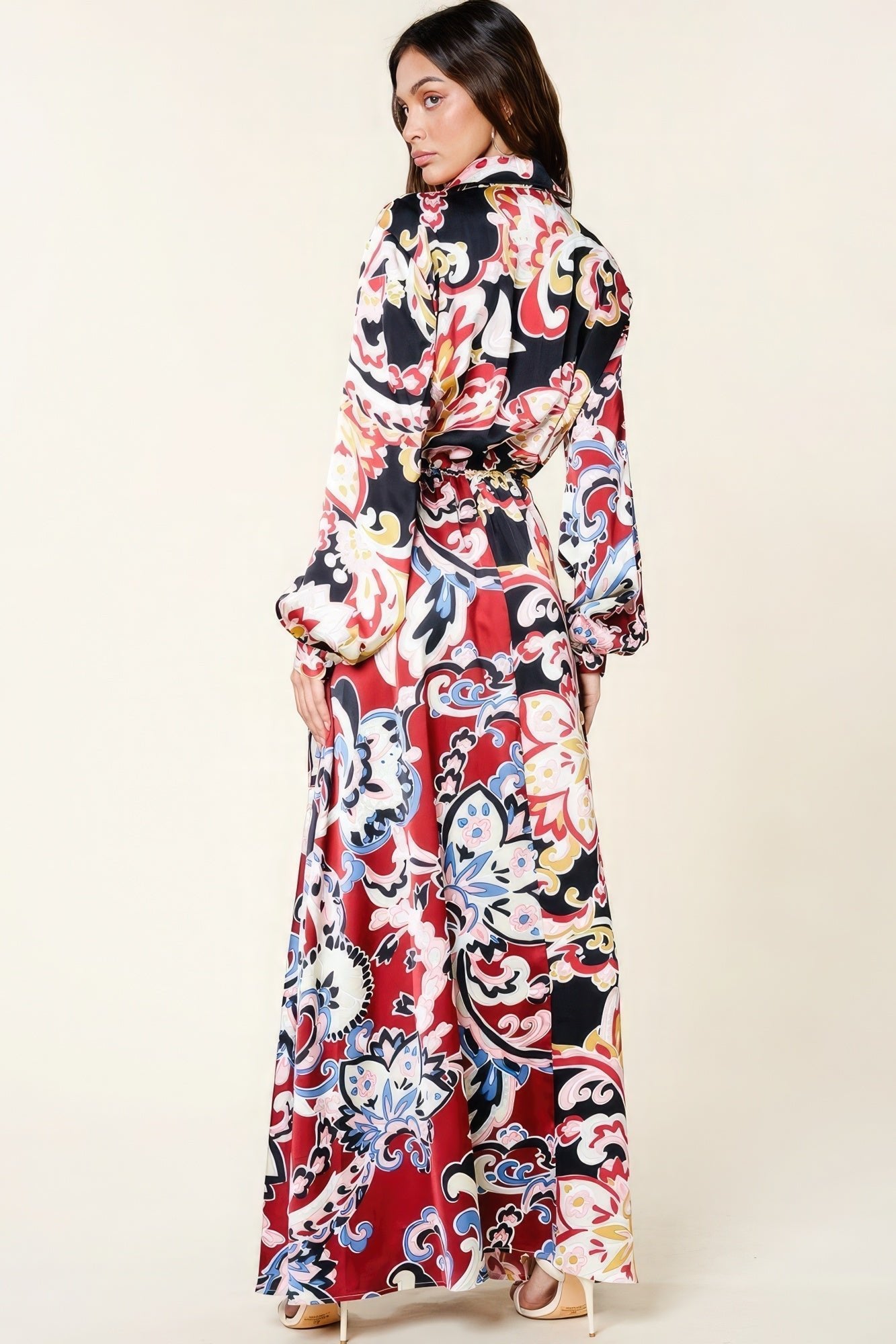 Color Block Printed V Neck Dress - Premium  from ZLA - Just $101.50! Shop now at ZLA