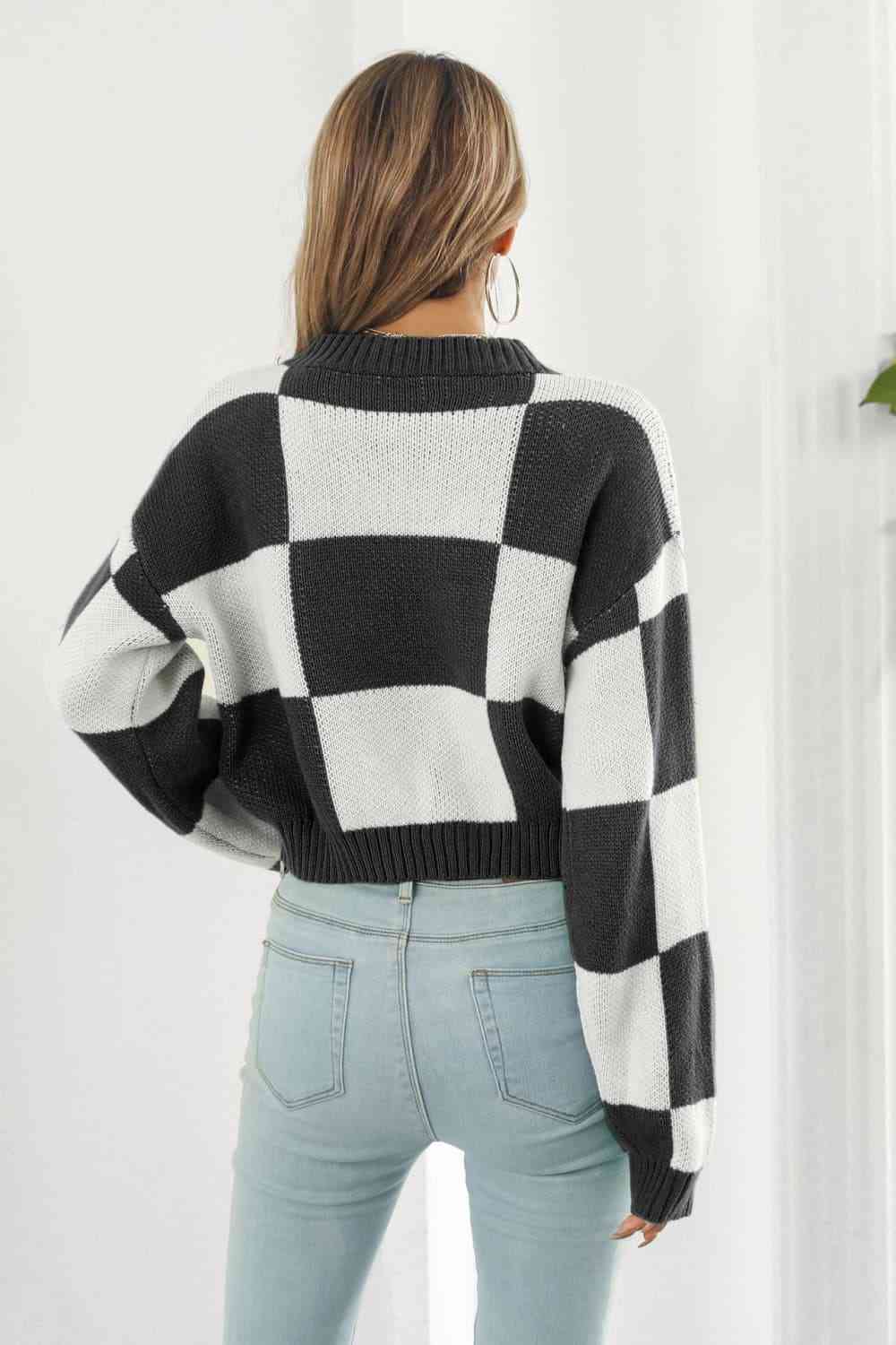 Color Block Round Neck Dropped Shoulder Sweater - Premium  from Trendsi - Just $30! Shop now at ZLA
