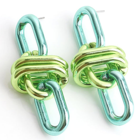 Color Metal Oval Link Earring - ZLA