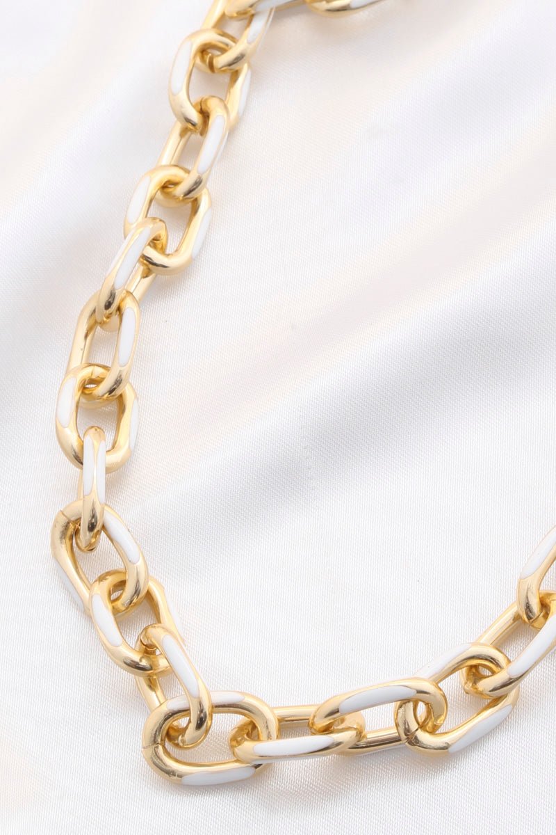 Color Metal Oval Link Necklace - ZLA