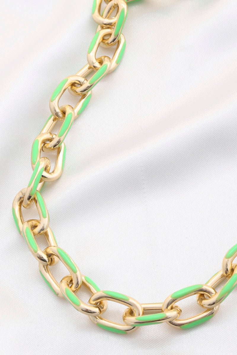 Color Metal Oval Link Necklace - ZLA