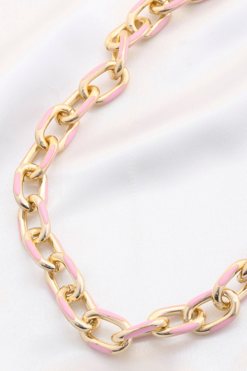 Color Metal Oval Link Necklace - ZLA