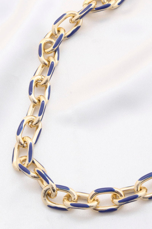 Color Metal Oval Link Necklace - ZLA