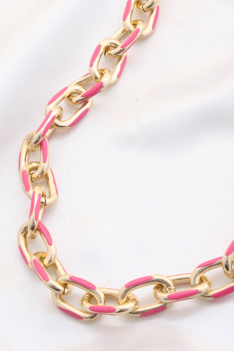 Color Metal Oval Link Necklace - ZLA