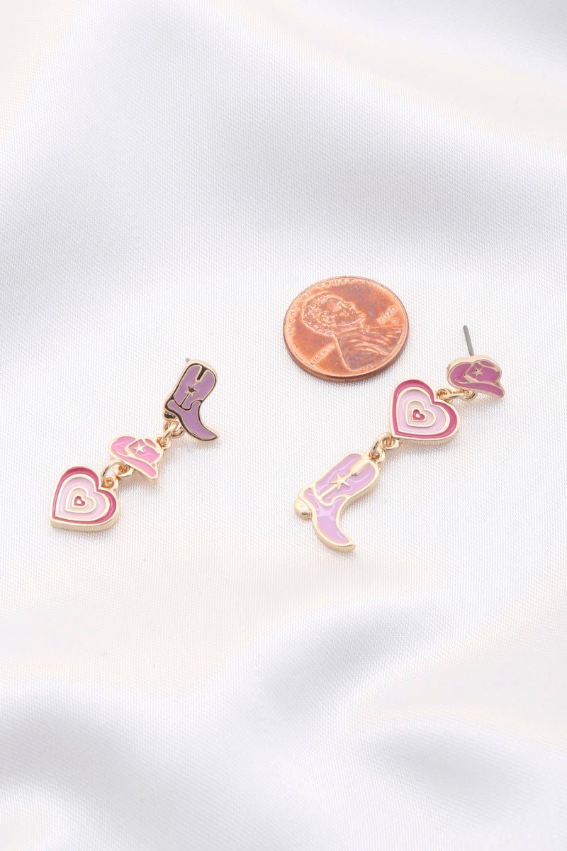 Cowboy Boot Charm Dangle Earring - ZLA