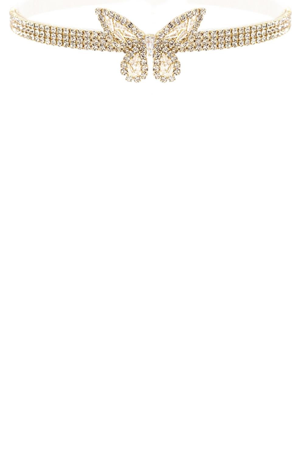 Cubic Zirconia Butterfly Charm Choker Necklace - ZLA