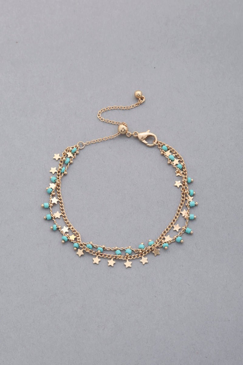 Dainty Star Charm Beaded Dangle Bracelet - ZLA