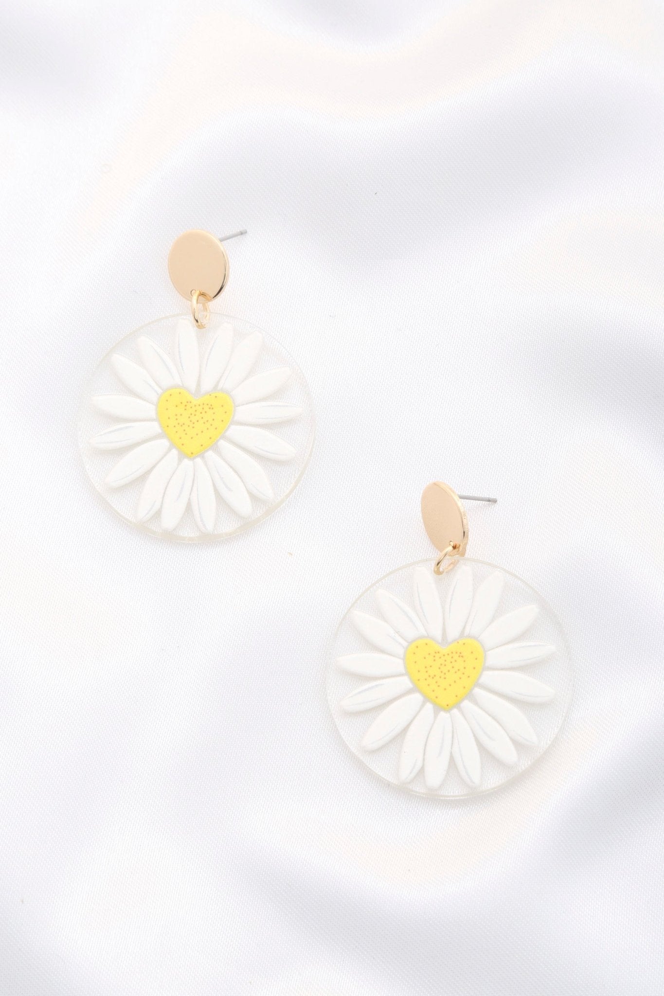 Daisy Printed Round Ac Drop Earriing - ZLA
