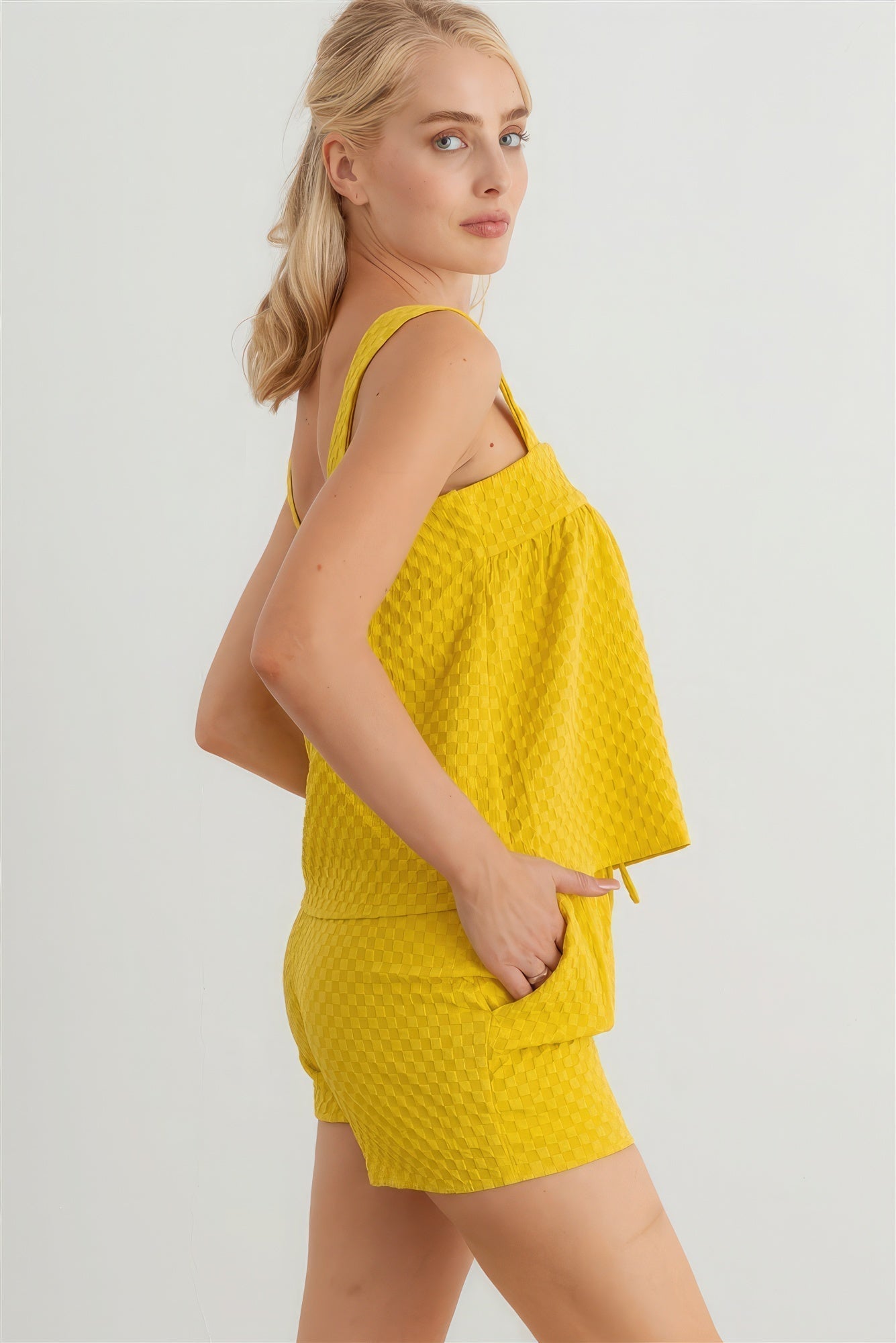 Dijon Textured Sleeveless Flare Top & High Waist Two Pocket Shorts Set - Premium  from ZLA - Just $33.50! Shop now at ZLA