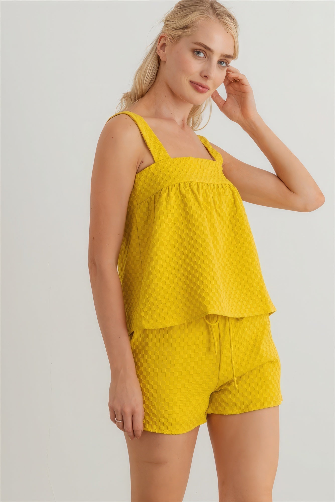 Dijon Textured Sleeveless Flare Top & High Waist Two Pocket Shorts Set - Premium  from ZLA - Just $33.50! Shop now at ZLA