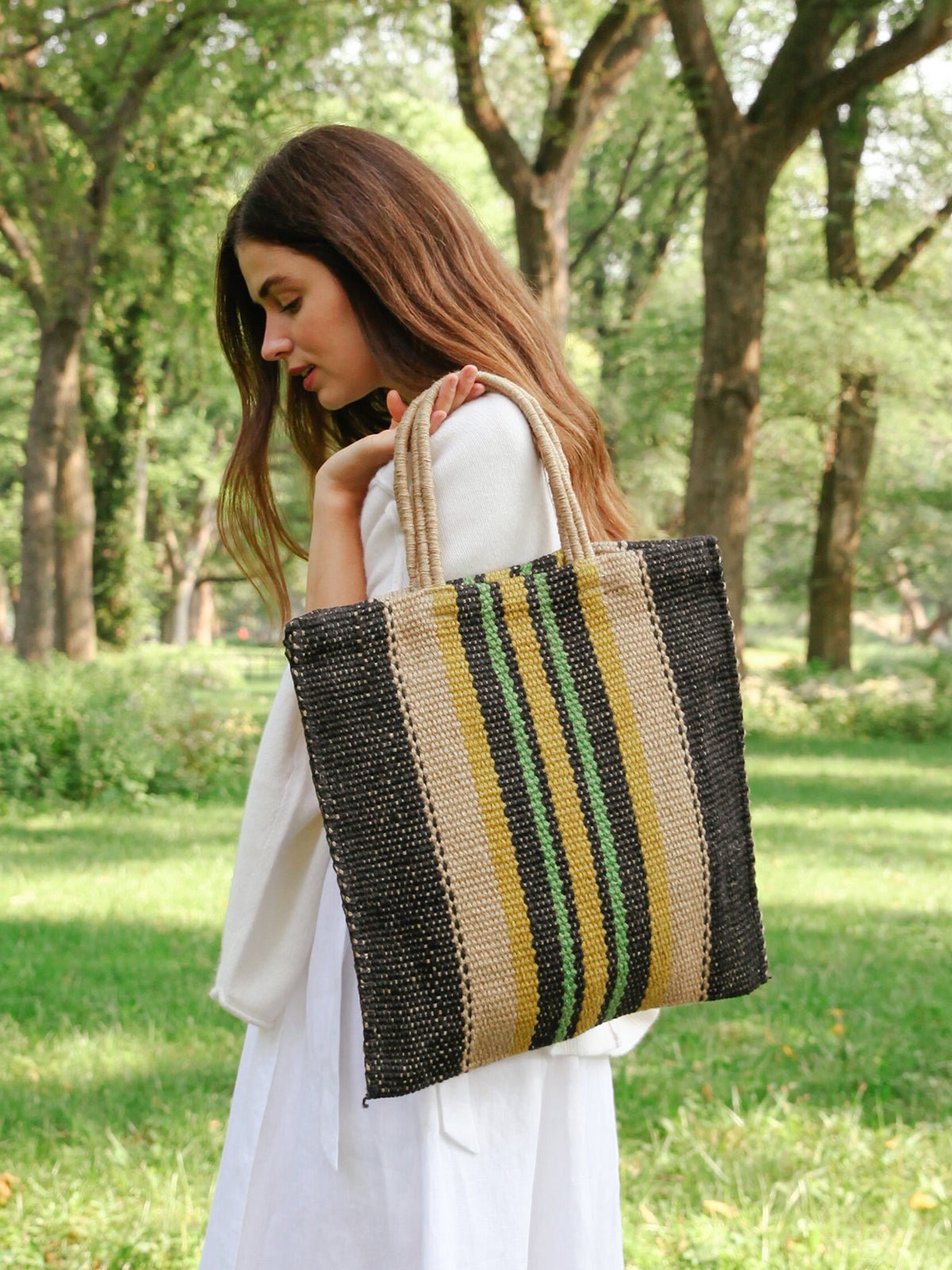Dora Jute Tote Bag - Multi Navy - Premium  from KORISSA - Just $72! Shop now at ZLA
