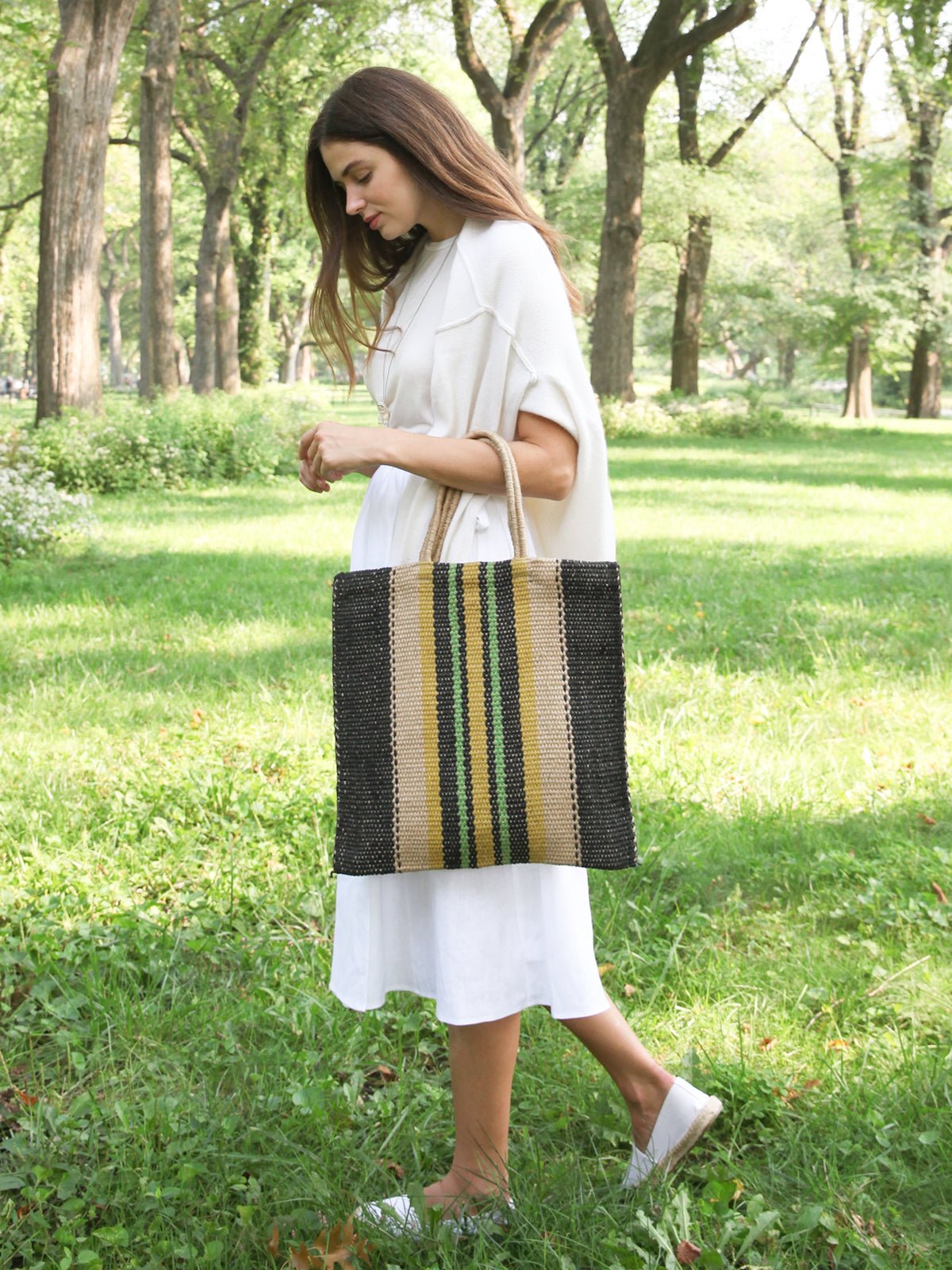 Dora Jute Tote Bag - Multi Navy - Premium  from KORISSA - Just $72! Shop now at ZLA
