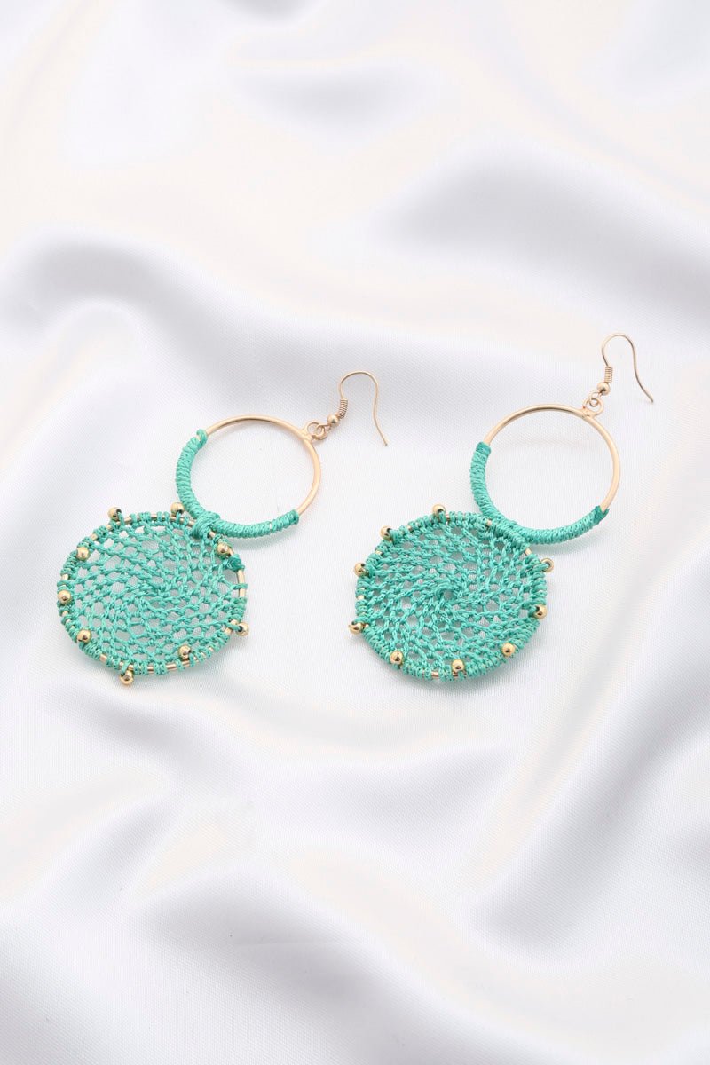 Double Circle Thread Beaded Earring - ZLA