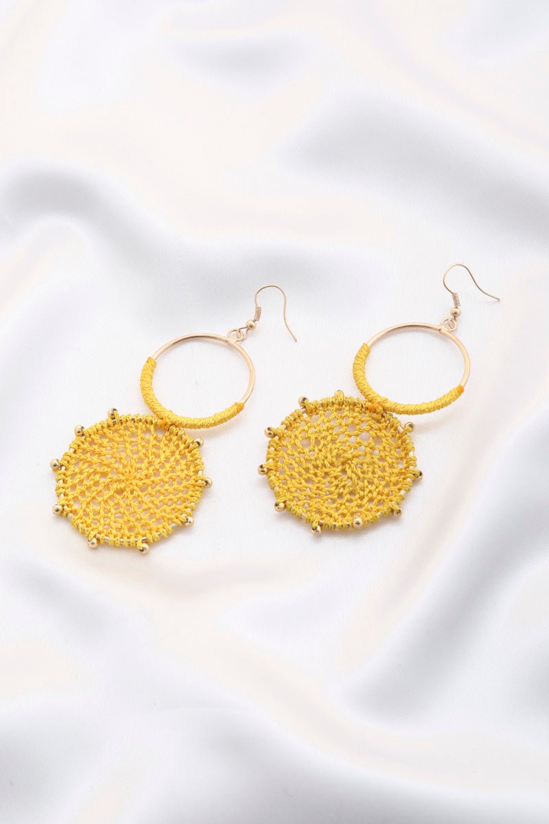 Double Circle Thread Beaded Earring - ZLA