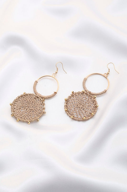 Double Circle Thread Beaded Earring - ZLA