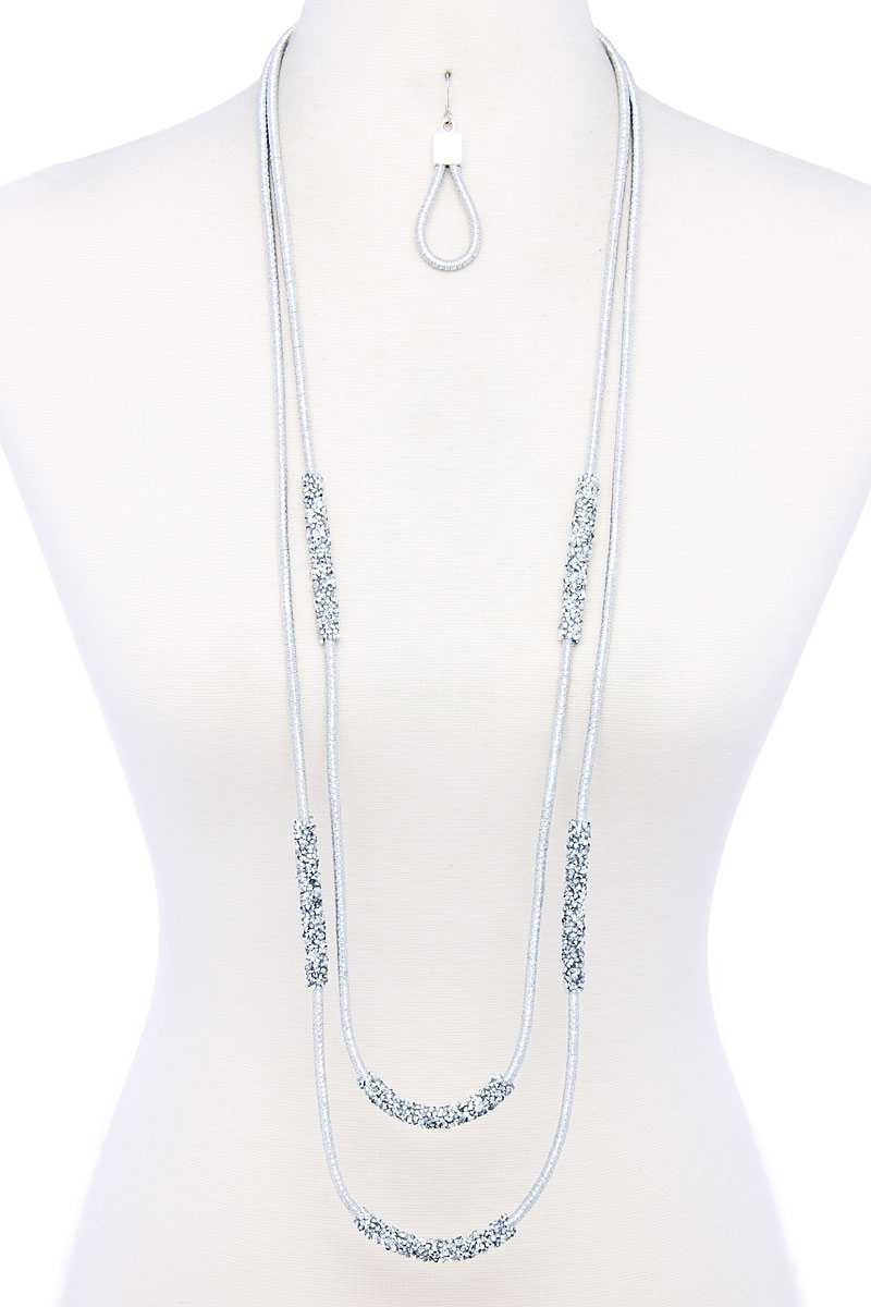 Double Layer Chic Long Necklace And Earring Set - ZLA
