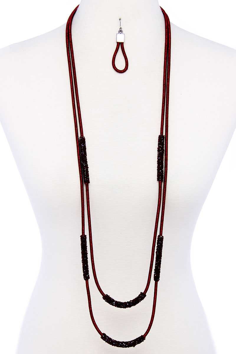 Double Layer Chic Long Necklace And Earring Set - ZLA