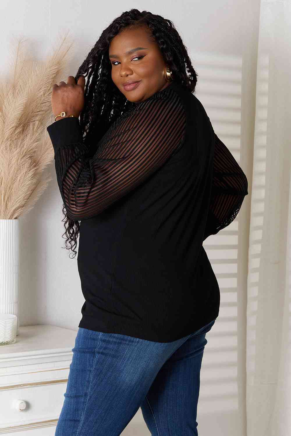 Double Take Round Neck Raglan Sleeve Blouse - Premium  from Trendsi - Just $27! Shop now at ZLA