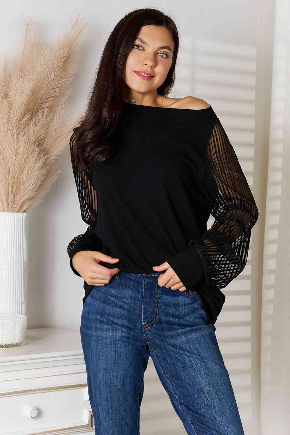 Double Take Round Neck Raglan Sleeve Blouse - Premium  from Trendsi - Just $27! Shop now at ZLA