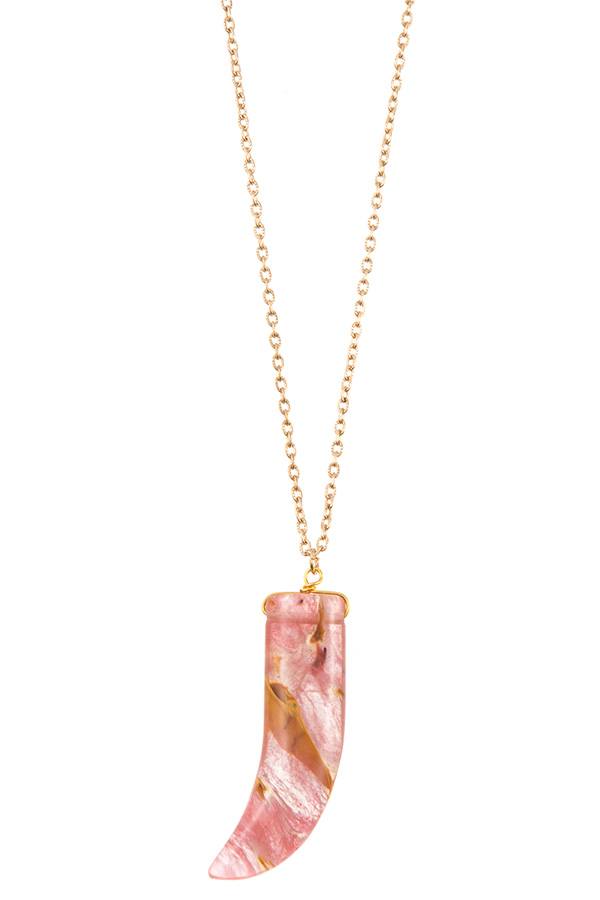 Elongated single horn pendant necklace - ZLA