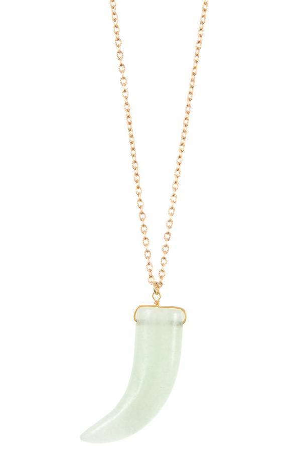 Elongated single horn pendant necklace - ZLA