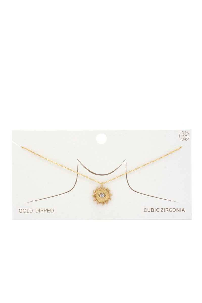 Evil Eye Sun Charm Gold Dipped Necklace - ZLA