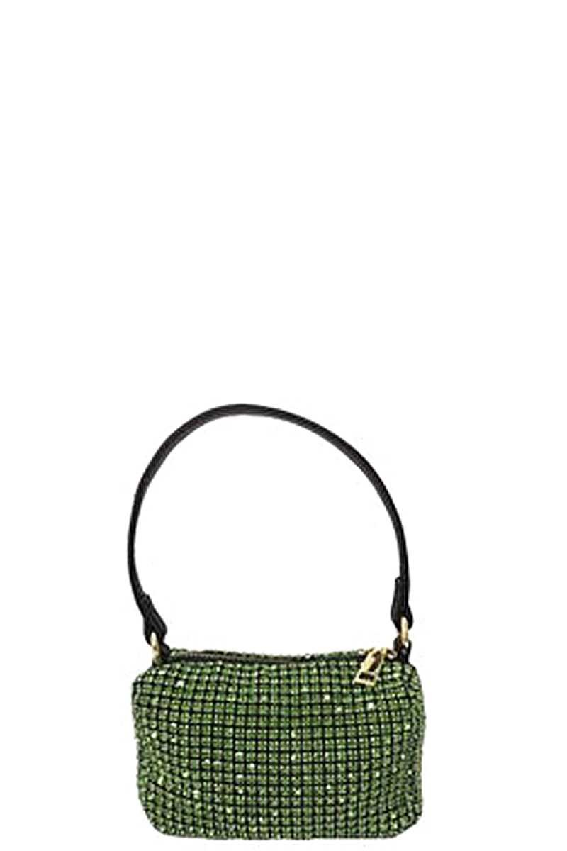 Fashion Chic Rhinestone Handle Clutch Bag - ZLA