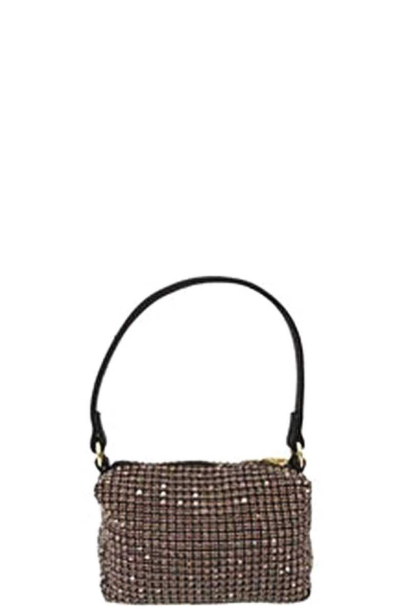 Fashion Chic Rhinestone Handle Clutch Bag - ZLA